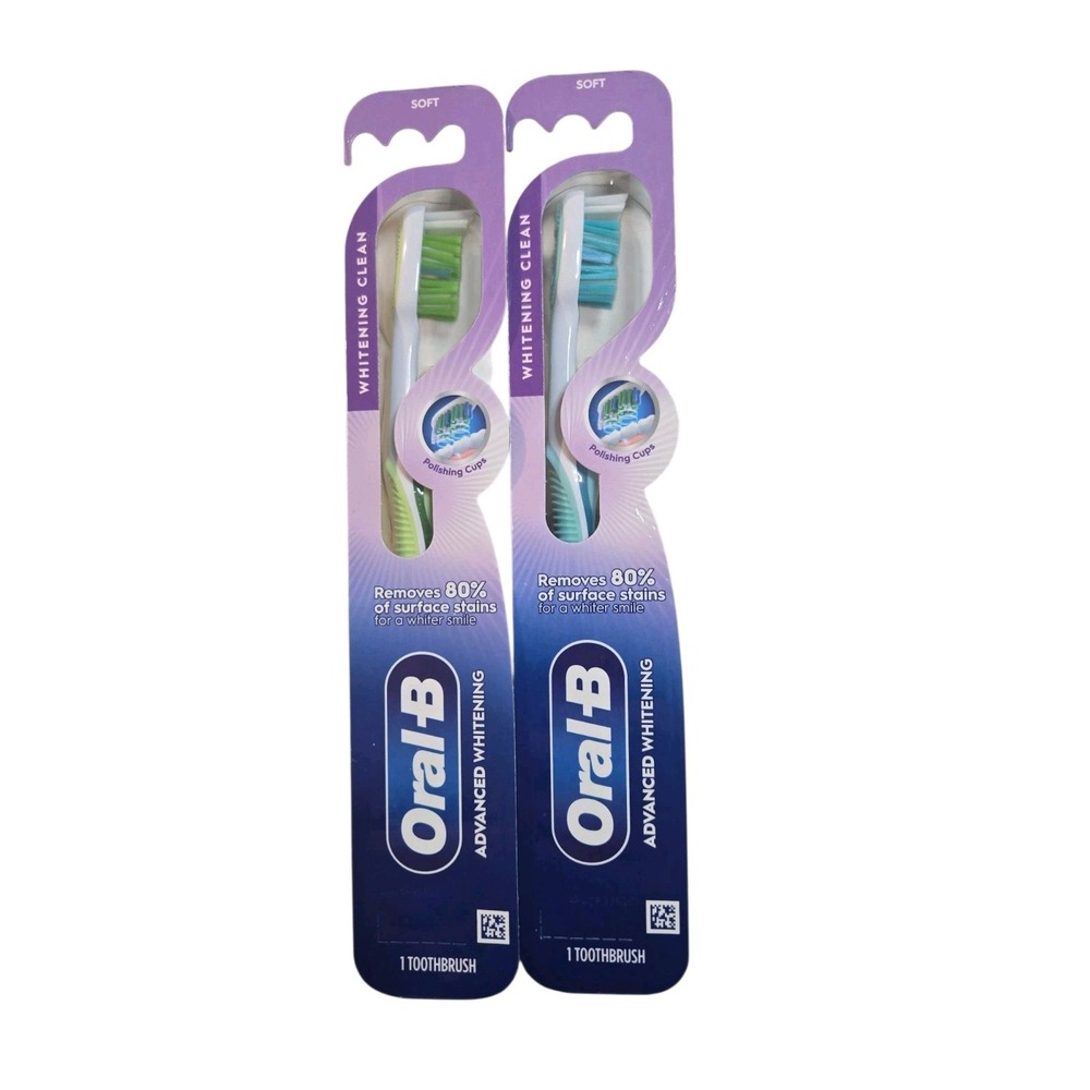 LOT OF 2 Oral-B Vivid Dual Action Whitening Manual SOFT Toothbrushes